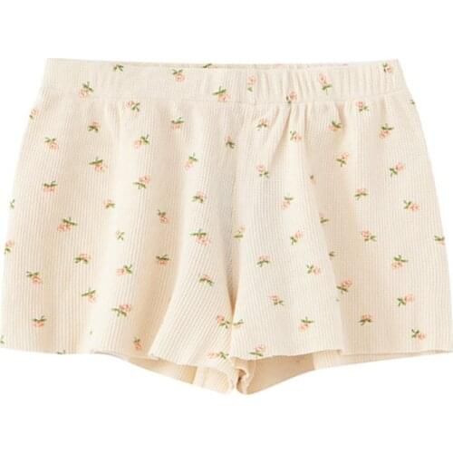 PUWD Y2K Sweet Girls Floral Soft Cotton Shorts 2021 Summer Fashion Ladies High Waist Flower Bottoms Casual Women Chic Shorts