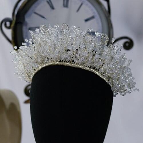 Fashion Dense Hand Beaded Crystal Hairband Headdress Bridal Wedding Crown Head Accessories Women
