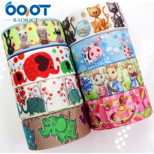 OOOT BAORJCT 176032 22mm 10yard Cartoon Ribbons Thermal transfer Printed grosgrain Wedding Accessories DIY handmade material