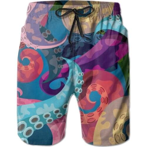 Mens Swimming Shorts Swimwear Octopus Tentacles Colorful Men Trunks Swimsuit Man Beach Wear Short Pants Bermuda Boardshorts