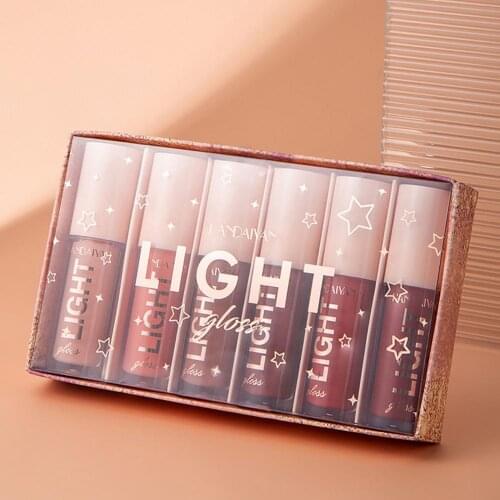 6 Colors Glossy Lipstick Set Mirror Pigmented Liquid Lip Gloss Gift Set Moisturizing Long Lasting Red Lip Makeup Women Cosmetic