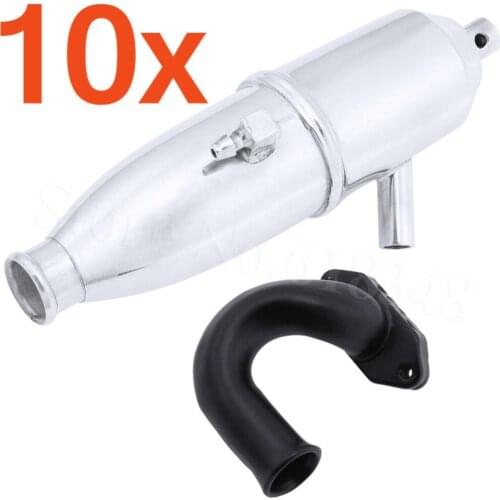 Wholesale 10 Sets/Lot Aluminum Exhaust Pipe VX SH 18CXP Nitro Engine Parts For 1/10 RC Model Car HSP 102009 (02124 ) Himoto