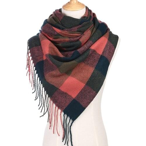 Stole Winter Plaid Scarf for Women bufandas invierno mujer Female Autumn Wool Faux Cashmere Lattices Long Shawl Blanket Tippet