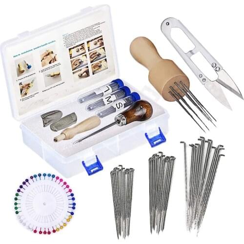 LMDZ Wool Felting Supplies, Needle Felting Kit with 60 Pcs Needles Felting Needles, Foam Mat, Wooden Handle, Scissors