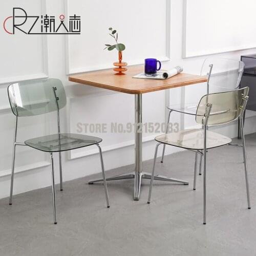 Nordic transparent chair backrest dining chair home simple modern acrylic negotiation table and chair net red ins makeup chair