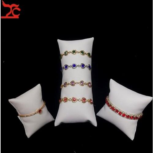 PU Leather Bracelet Jewelry Display Pillow Holder Bangle Watch Chain Organizer Rack Velvet Pendant Anklet Pillow Cushion Stand