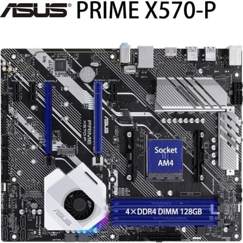 Socket AM4 Asus PRIME X570-P Motherboard AMD X570 DDR4 PCI-E 4.0 128GB M.2 HDMI-compatible AM4 Desktop X570 Placa-mãe AM4 Used