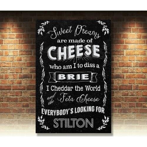 Sweet dreams cheese, Kitchen Cafe Diner Funny Food Retro Small Metal Tin Sign