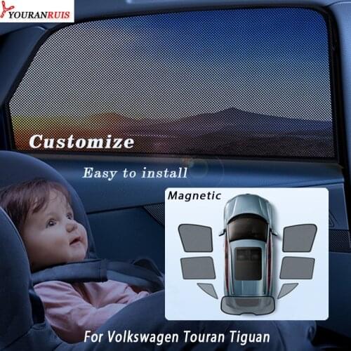 For Baby Kids Black Magnetic Customize Car Side Windows Sunshade Mesh Curtain Visor Anti-UV For Volkswagen Touran Tiguan