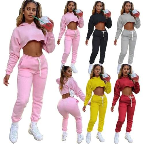 Tracksuit Women Two Piece Set Autumn Clothes Long Sleeve Hoodies Sweatshirt Crop Top and Pants Suits Casual Womens Sets Outfits
