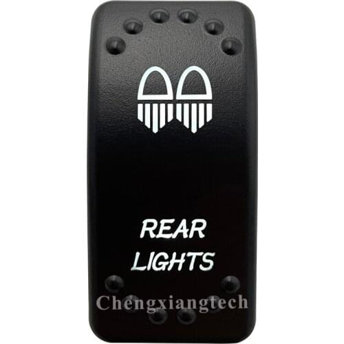 Dual White Led Light 12V 24V Car Boat Caravan Rocker Switch Laser Engraving REAR LIGHTS, 5 Pin On Off SPST Waterproof
