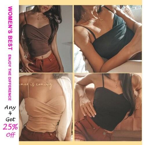 French famale sling Bralette Shoulder Sexy Wrapped Chest Chest Pad-Free Bra Outer Wear Cotton Sling Women Sports Bra VS