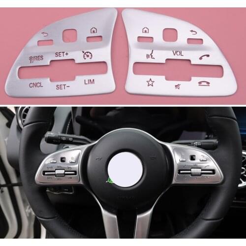 Silver 1 Pair Car Steering Wheel Button Decoration Trim Fit For Mercedes Benz A C E GLB GLC GLE Class 2020