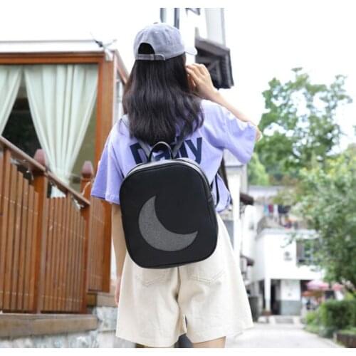DHL 10PCS Women Bag Candy Pu Leather Backpacks for Women Transparent Moon Shape School Backpack for Girls