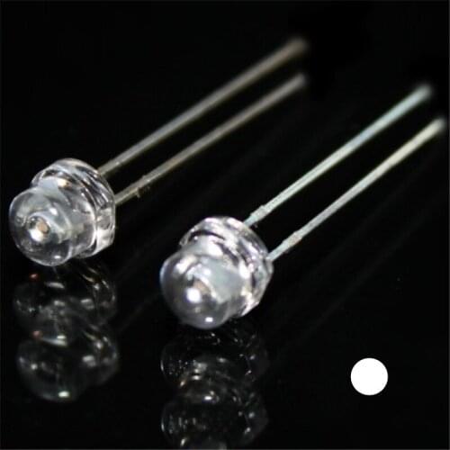 100pcs 5mm Straw Hat White Light LED Emitting Diode Transparent Round Ultra Bright factory direct Short legs
