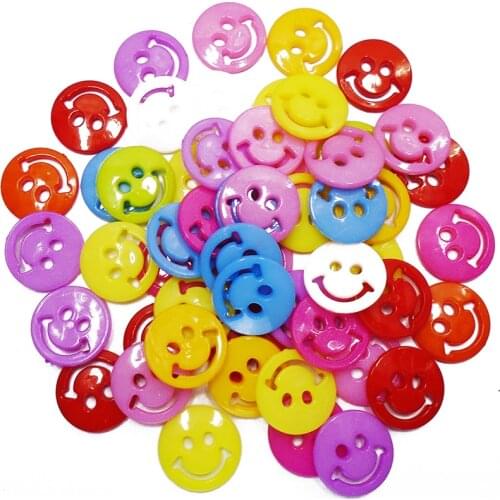20PCs 40PCs Mixed 10 Colors 25mm Large Happy Face Plastic Buttons Sewing Scrapbooking Decor Handmade children Diy Button