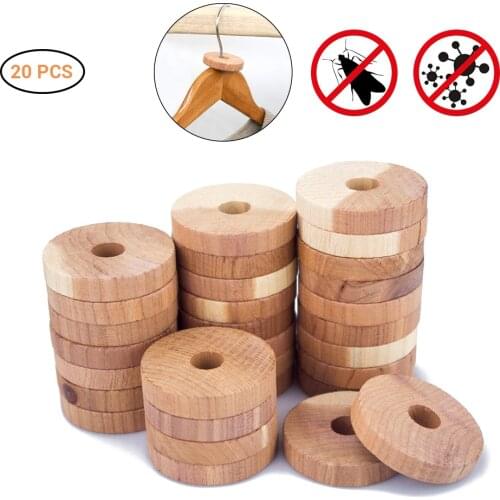 20Pcs Natural Cedar Wood Block Moth Repellent Cedar Clothes Protection Wood Round Piece Wardrobe Insect Camphor