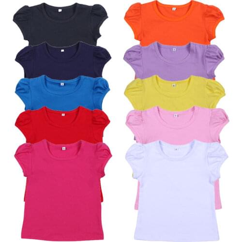 2020 summer toddler girls clothes kids tops cup sleeve t-shirts monogram blank 100 cotton girls shirts