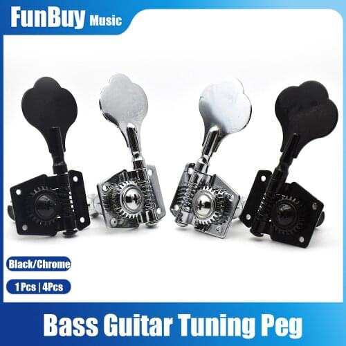 4R Opened Electric Bass Guitar Tuning Pegs 4String Machine Heads Tuners for Bass Chrome