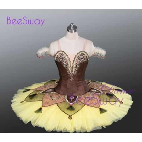 Competition Pancake Classical ballet costumes Adult Professional Ballet Tutu Brown Women Paquita Performance Tutus