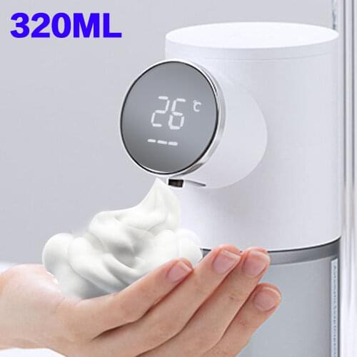 320/350 ML Touchless Automatic Liquid Soap Dispenser Bathroom Sensor Foam Machine with Temperature LCD Display USB Rechargeable
