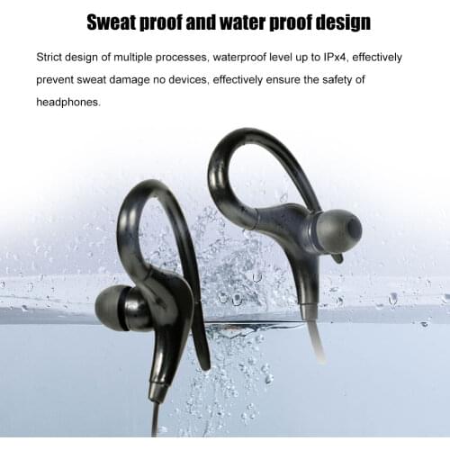 3.5mm Wireless Bluetooth Earphone Sport Stereo Waterproof Ear Hook Music Headset With Mic for IPhone Huawei Xiaomi Mobile Phones