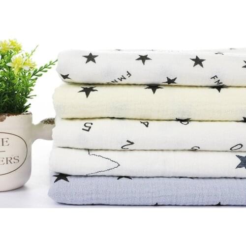 Pure Double Gauze Cotton Crepe Fabric Star Printed Cotton Crepe Fabric Material for DIY Sewing Quilting Patchwork Baby Cloth