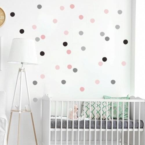 Colored Pink Gray Dots Wall Stickers For Kids Room Children Baby Bedroom Living Room Home Decoration Art Kids Room Wall Sticker