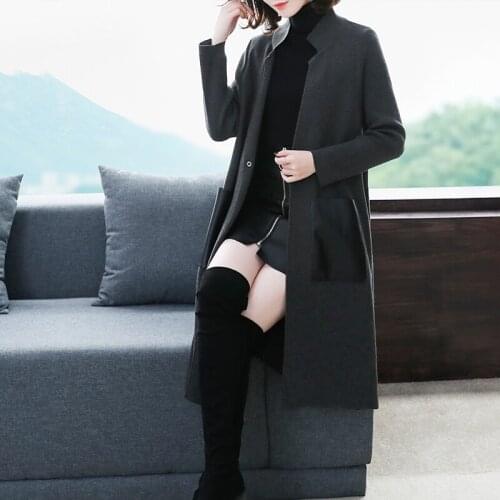 2019 spring and autumn new ladies fashion loose cardigan knit thick coat