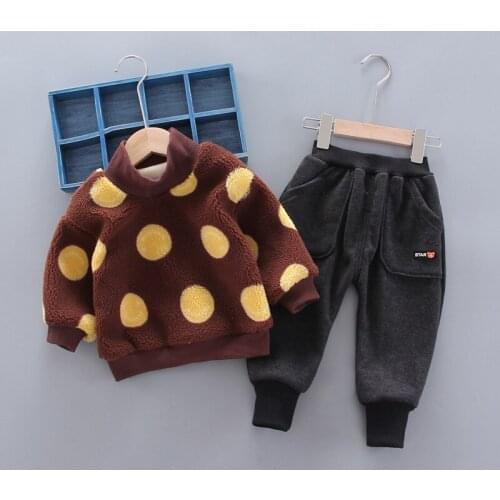 ZWF526 Cute O-Neck Long Sleeve Children Clothing Sets Soft Cartoon Top + Pants Boy Girl Clothes Suit Winter Outerwear Kid Outfit