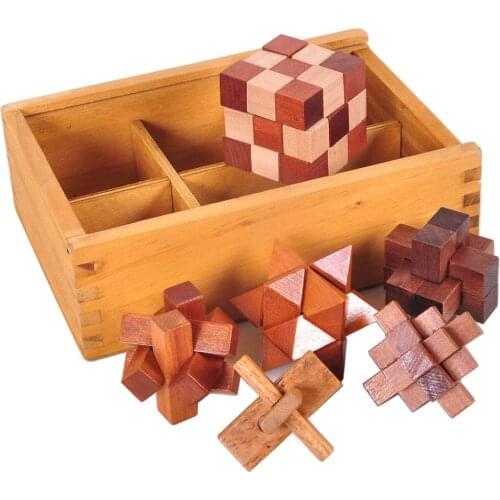 HOT SALES！！！New Arrival 6Pcs/Set Luban Lock Brain Teaser Adults Kids Puzzle Educational Wooden Toys Wholesale Dropshipping