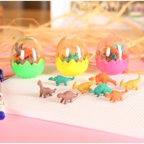 8 In 1 Cute Erasers Dinosaur Egg Animal Model Antistress Developing Educational Toys for Children Kids Birthday Plays