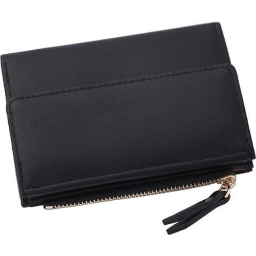 Fashion Women Bi-Fold Short Wallet Large Capacity Clutch Multi-slot Card Handbag Sweet Candy Color Faux Leather Females Wallet