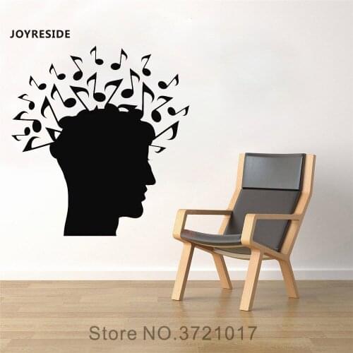 JOYRESIDE Music Melody Musical Notes Wall Man Head Decal Vinyl Sticker For Childrens Room Decoration Home Bedroom Art Mural A198