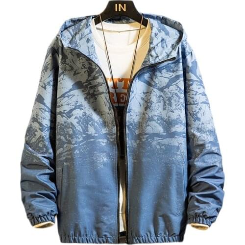 Autumn Womens Hooded Jacket Coat Print Gradient Camouflage Windbreaker Women Basic Jacket Coat Zipper Lightweight Jacket Famale