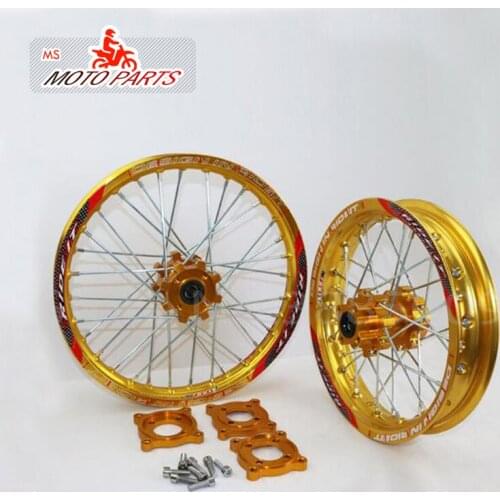 15mm Front 1.60-17 Rear 1.85-14 inch Alloy Wheel Rim with CNC Hub For KAYO HR-160cc TY150CC Dirt Pit bike 14/17 inch Gold wheel