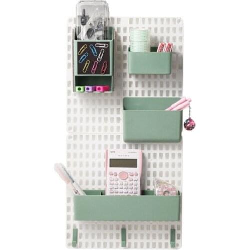 New Designed DIY Hole Board Storage Shelf With Boxes Hooks Kitchen Bathroom Hanging Rack Tool Stationery Holder Punch Free