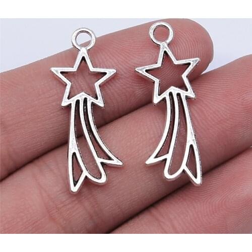 10pcs 30x12mm Antique Silver Plated Comet Pentagram Star Charm Pendant For Jewelry Making DIY Jewelry Findings