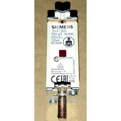 Fuses: 3NA7814-6 35A 690V NH000 gG / 3NA7817-6 40A / 3NA7822-6 63A / 3NA7824-6 80A / 3NA7830-6 100A