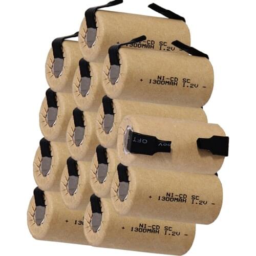 True capacity! 14 pcs subc battery ni-cd SC battery rechargeable nicd battery power bank accumulator 1.2v batteria 1300 mah