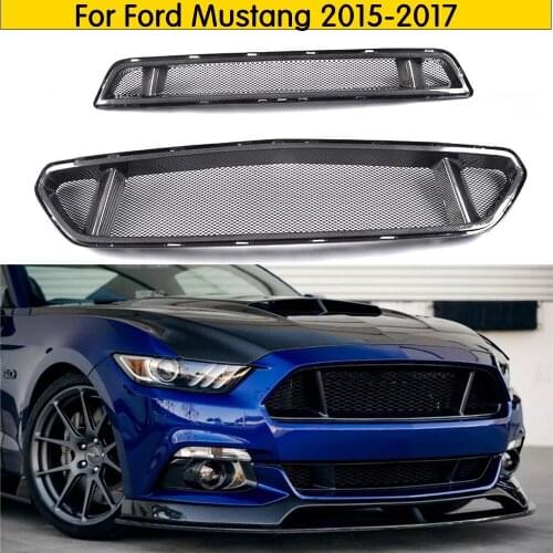 Carbon Fiber Car Front Bumper Honey Mesh Grille Honeycomb Grills For Ford Mustang 2015 2016 2017 Car Styling