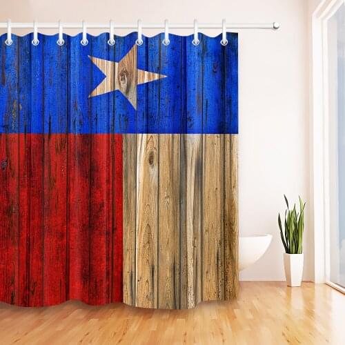 Rustic Wood Panel Texas State Flag Shower Curtain Bathroom Waterproof Eco-Friendly Washable Polyester Fabric for Bathtub Decor