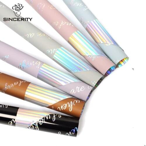 20 Sheets Waterproof English Two-tone Flower Waterproof Paper Flowers Bouquet Packaging Supplies Craft Paper