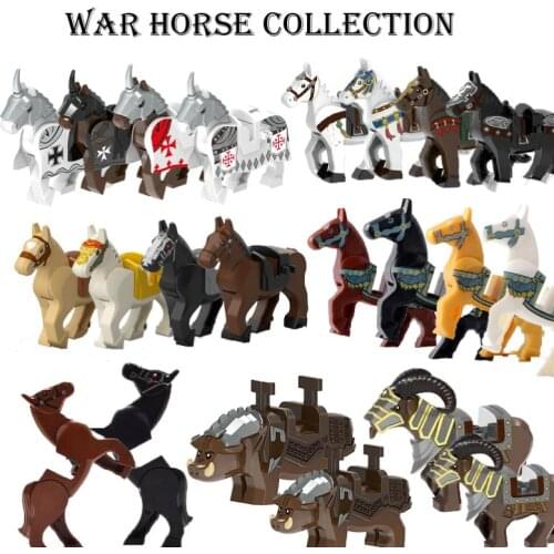 WM Compatible Building Blocks Bricks Part Medieval War Soldiers War Horses Wild Boar Animal Toys for Children Montessori Gifts