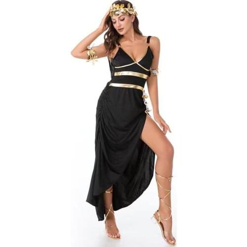 Black Woman Halloween Egyptian Pharaoh Cleopatra Costumes Female Queen Goddess Cosplay Carnival Purim Role Play Show Party Dress