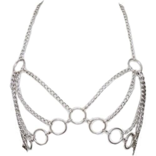 Women Metal Chain Open Bra Temptation Sexy Reggiseno Porno Lingerie Fantasia Nightwear Halter Bras Fetish Sosten Mujer Lenceria