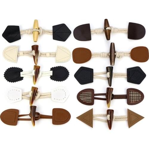 1Pair Leather Resin Horn Toggle Closure Coat Jacket Duffle Clip Pin Holder Sewing Fasteners Cardigan Wrap Shawl DIY Accessories