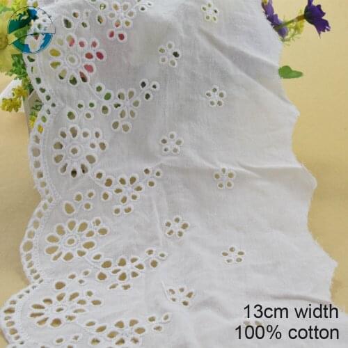 10yards 13cm wide 100% Cotton embroid lace sewing ribbon guipure lace african lace fabric trim warp knitting DIY Accessories3755