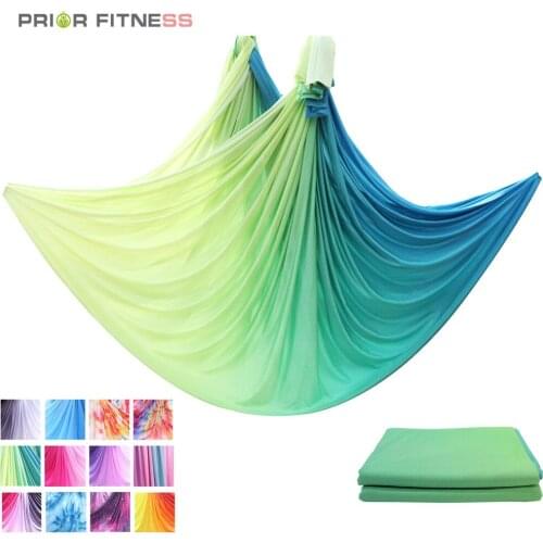 2021 New Arrival Aerial Silks 40D Nylon Tricot 14M Soft Gradient Yoga Flying Sling Fabric Aerial Yoga Swing for Fitness Workout