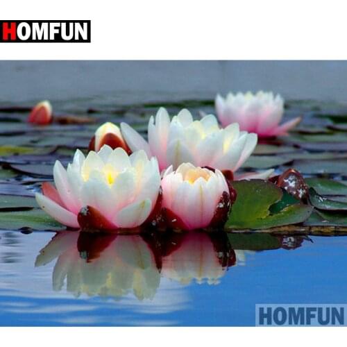 HOMFUN Full Square/Round Drill 5D DIY Diamond Painting "Lotus landscape" 3D Diamond Embroidery Cross Stitch Home Decor A19126